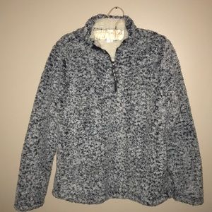 Blue and White Fuzzy Half Zip